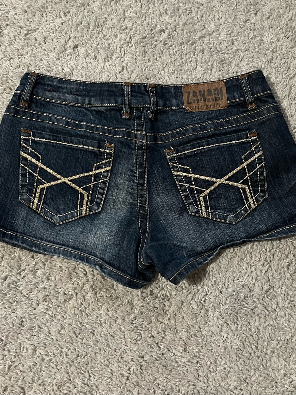 Vintage Y2K Zanadi Navy Blue Mini Denim Shorts